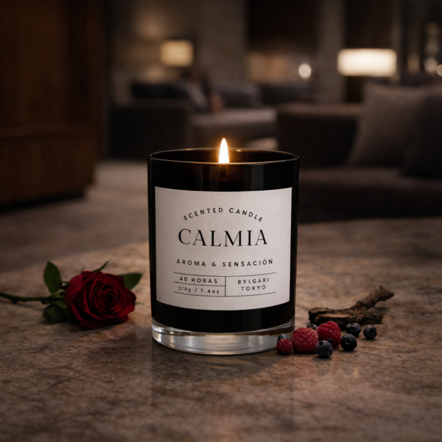 Vela Con Cera de Soya Aromática Bvlgari Tokyo 210g /40hrs